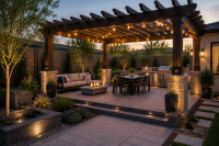 Outdoor living space pergola BBQ island Henderson Summerlin Corestone